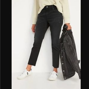 Plus Old Navy Mid-Rise Boyfriend Straight Cut-Off Distressed Black Jeans Size 24